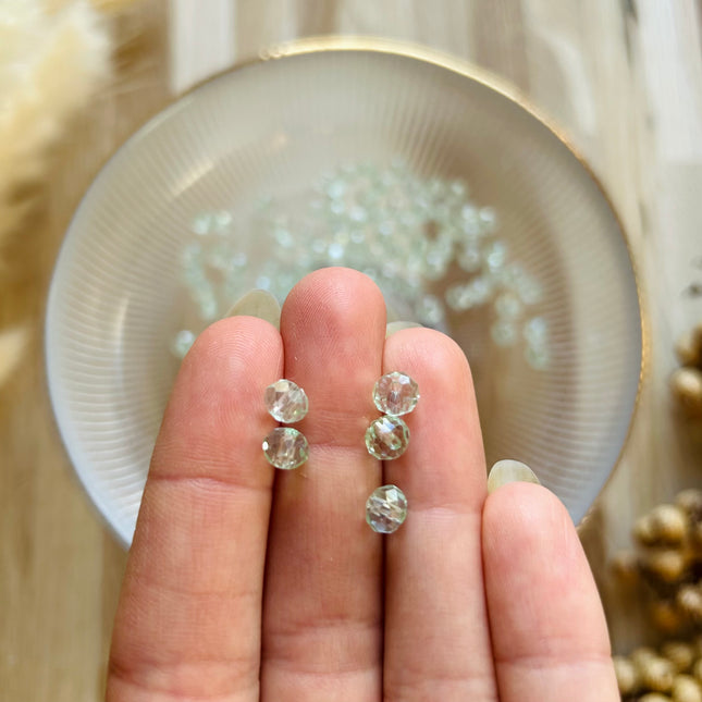 5 x Facettierte Glasperlen | in Hellgrün| 6 mm | Für Mikromakramee, Schmuck & DIY‘s