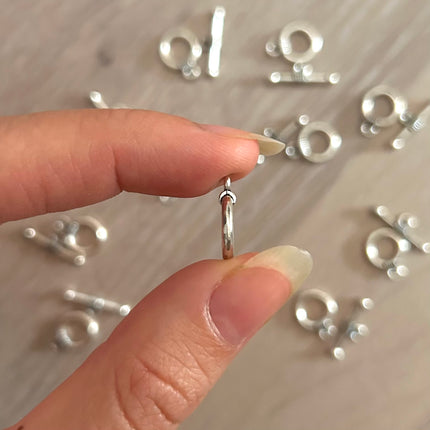 1 x Toggle-Verschluss | aus Metall | in Silber | 15 x 11 mm | Für Mikromakramee, Schmuck & DIY‘s