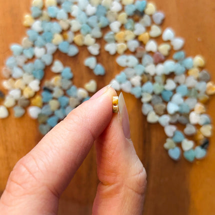 5 x Amazonite Hearts | Multicolored | For Micromacrame, Jewelry &amp; DIY Projects