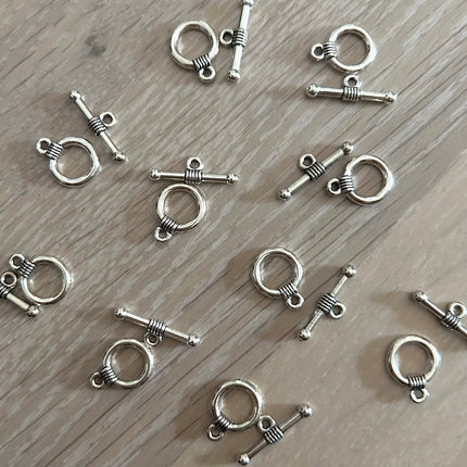 1 x Toggle-Verschluss | aus Metall | in Silber | 15 x 11 mm | Für Mikromakramee, Schmuck & DIY‘s