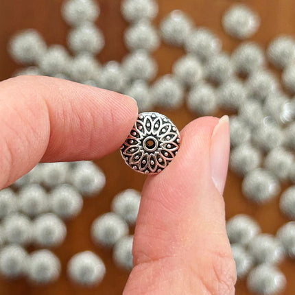 1 x Ornament-Perle | in Silber | 10 x 1 mm | Für Mikromakramee, Schmuck & DIY‘s