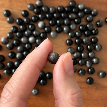 10 x Perlen aus Obsidian | in Schwarz | 8  mm | Für Mikromakramee, Schmuck & DIY‘s