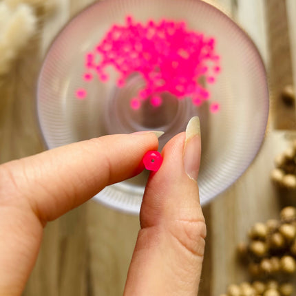 5 x Facettierte Glasperlen | in Matt Neon Pink | 6 mm | Für Mikromakramee, Schmuck & DIY‘s