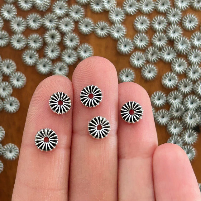 5 x Ornament-Perle | in Silber | 7 x 1 mm | Für Mikromakramee, Schmuck & DIY‘s