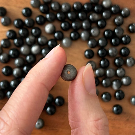 10 x Perlen aus Obsidian | in Schwarz | 8  mm | Für Mikromakramee, Schmuck & DIY‘s