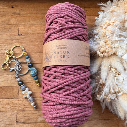 1 x Light Pink Braided Macrame Yarn made of 100% cotton | 3mm x 100m length | For macrame, jewelry &amp; DIY projects