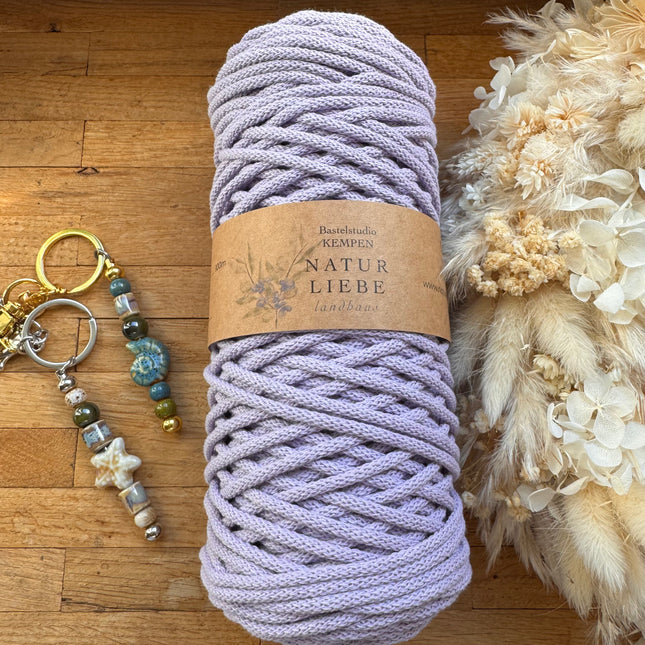 1 x Lavendel Geflochtenes Makramee-Garn aus 100% Baumwolle | 3mm x 100 m Länge | Für Makramee, Schmuck & DIY‘s