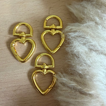 1 x Herz Karabiner Gold - für DIY Schlüssel- und Taschenanhänger Makramee