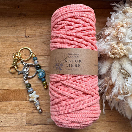 1 x Lachs Geflochtenes Makramee-Garn aus 100% Baumwolle | 3mm x 100 m Länge | Für Makramee, Schmuck & DIY‘s