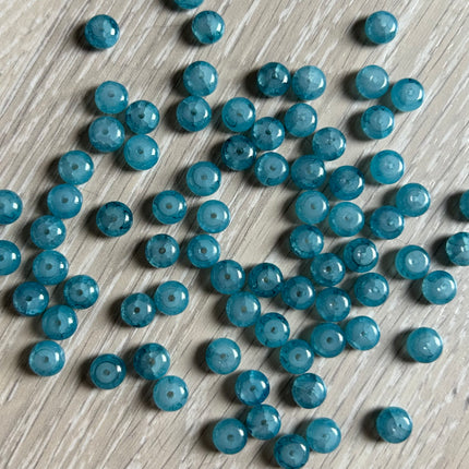 20 x Glasperle | in Türkis-Petrol | 6 x 8 mm | Für Mikromakramee, Schmuck & DIY‘s