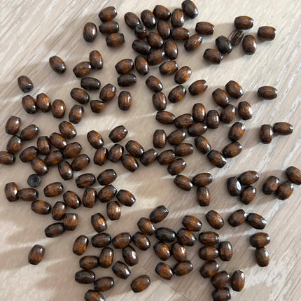 20 x Ovale Holzperlen | in Dunkelbraun | 7 x 5 mm | Für Mikromakramee, Schmuck & DIY‘s