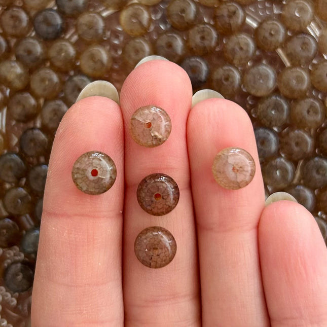 20 x Rondell Glasperlen | Hellbraun | 8 x 5 mm | Für Mikromakramee, Schmuck & DIY‘s