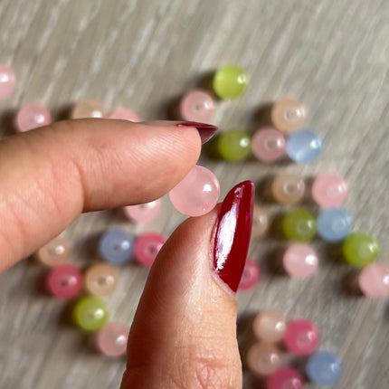 10 x Perle aus natürlichem Morganit | 6 x 8 mm | Für Mikromakramee, Schmuck & DIY‘s