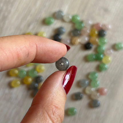 10 x Edelsteinperle | Mischung aus Aquamarin & Rhodonit | 6 x 8 mm | Für Mikromakramee, Schmuck & DIY‘s