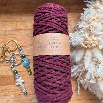 1 x Burgunder Geflochtenes Makramee-Garn aus 100% Baumwolle | 3mm x 100 m Länge | Für Makramee, Schmuck & DIY‘s