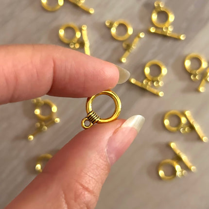 1 x Toggle-Verschluss | aus Metall | in Gold | 15 x 11 mm | Für Mikromakramee, Schmuck & DIY‘s