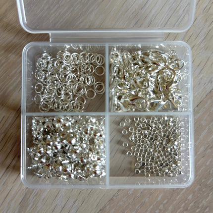 1 x 4er-Set für Schmuckherstellung | in Silber | Für Mikromakramee, Schmuck & DIY‘s