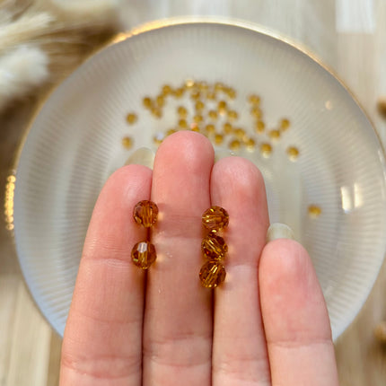 5 x Facettierte Glasperlen | in Golden Topaz | 6 mm | Für Mikromakramee, Schmuck & DIY‘s