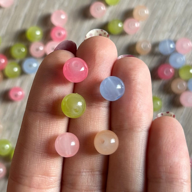 10 x Perle aus natürlichem Morganit | 6 x 8 mm | Für Mikromakramee, Schmuck & DIY‘s