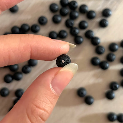 10 x Lavaperle | in Mattschwarz | 8 mm | Für Mikromakramee, Schmuck & DIY‘s