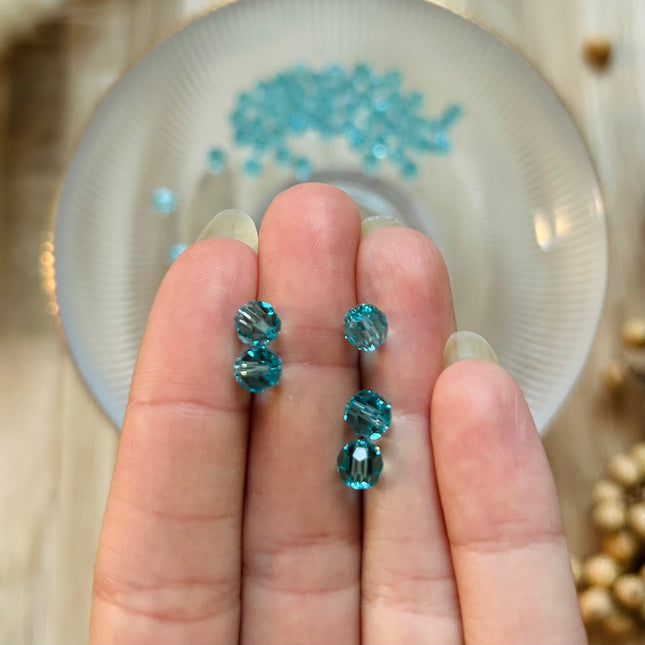 5 x Facettierte Glasperlen| in Light Turquoise | 6 mm | Für Mikromakramee, Schmuck & DIY‘s