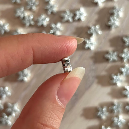 2 x Seestern-Perle aus Metall | in Silber | 10 x 3,5 mm | Für Mikromakramee, Schmuck & DIY‘s
