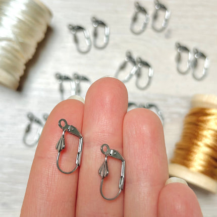 2 x Earring blanks | in silver | For micro-macrame, jewelry &amp; DIYs