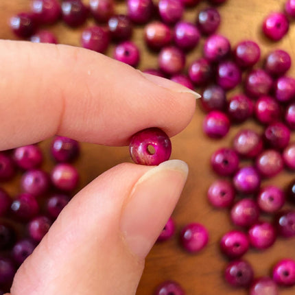 10 x Perlen aus Tigerauge | in Pink | 6 mm | Für Mikromakramee, Schmuck & DIY‘s
