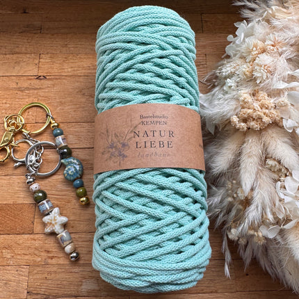 1 x Mintgrün Geflochtenes Makramee-Garn aus 100% Baumwolle | 3mm x 100 m Länge | Für Makramee, Schmuck & DIY‘s