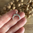 1 x Solid Half-Moon Pendant | Silver | For Micro Macrame, Jewelry & DIYs