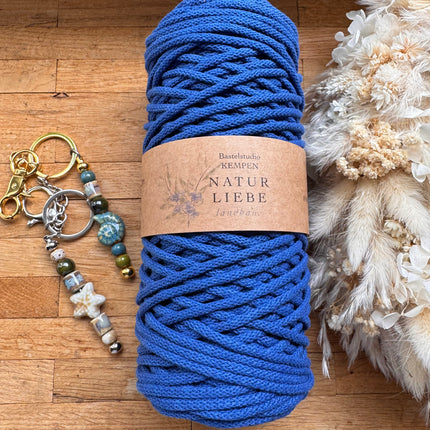 1 x Cobalt Blue Braided Macrame Yarn made of 100% cotton | 3mm x 100m length | For macrame, jewelry &amp; DIY projects