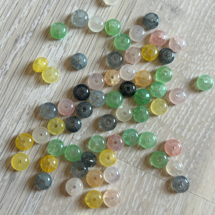 10 x Edelsteinperle | Mischung aus Aquamarin & Rhodonit | 6 x 8 mm | Für Mikromakramee, Schmuck & DIY‘s