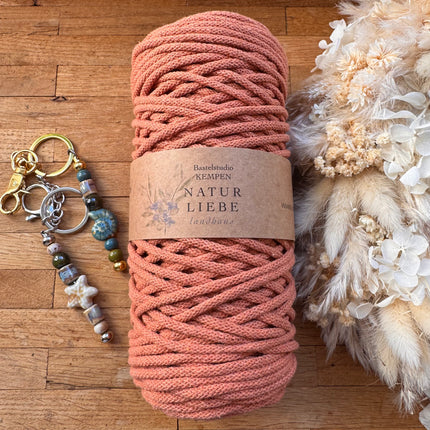 1 x Pumpkin-colored braided macrame yarn made of 100% cotton | 3mm x 100m length | For macrame, jewelry &amp; DIY projects