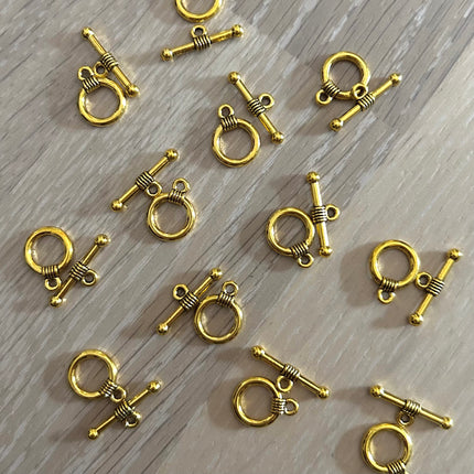 1 x Toggle-Verschluss | aus Metall | in Gold | 15 x 11 mm | Für Mikromakramee, Schmuck & DIY‘s