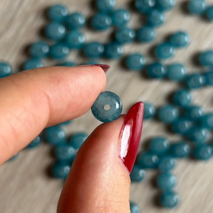 20 x Glasperle | in Türkis-Petrol | 6 x 8 mm | Für Mikromakramee, Schmuck & DIY‘s