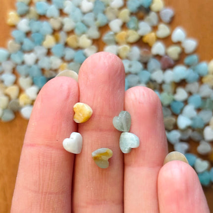 5 x Amazonite Hearts | Multicolored | For Micromacrame, Jewelry &amp; DIY Projects