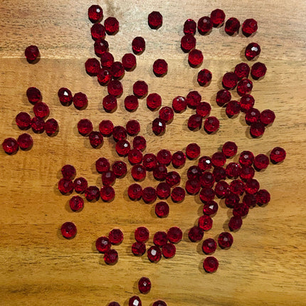 5 x Facettierte Glasperlen | in Rot | 6 mm | Für Mikromakramee, Schmuck & DIY‘s