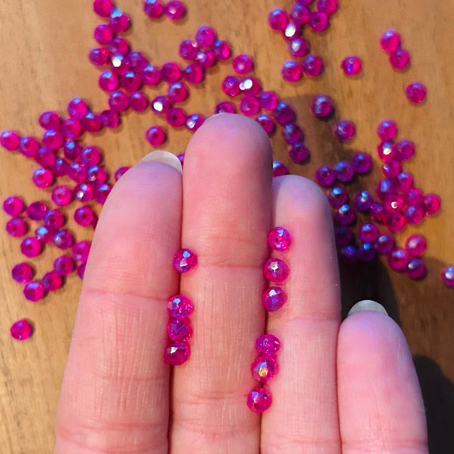 10 x Facettierte Glasperlen | in Pink | 4 mm | Für Mikromakramee, Schmuck & DIY‘s