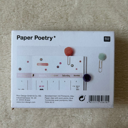 5 x Büroklammern mit PomPoms von Paper Poetry | Fundgrube