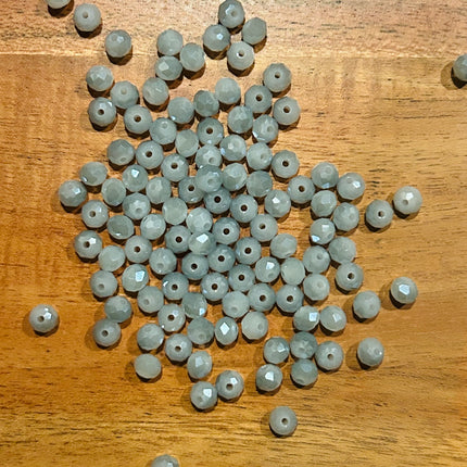 5 x Facettierte Glasperlen | in Hellgrau | 6 mm | Für Mikromakramee, Schmuck & DIY‘s