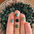 10 x Rondell Edelsteinperle aus Moosachat | in Dunkelgrün | 5x 8 mm | Für Mikromakramee, Schmuck & DIY‘s