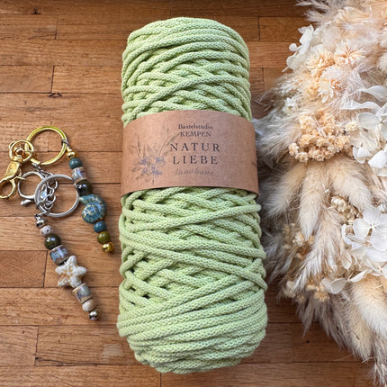 1 x Pistachio-colored braided macrame yarn made of 100% cotton | 3mm x 100m length | For macrame, jewelry &amp; DIY projects