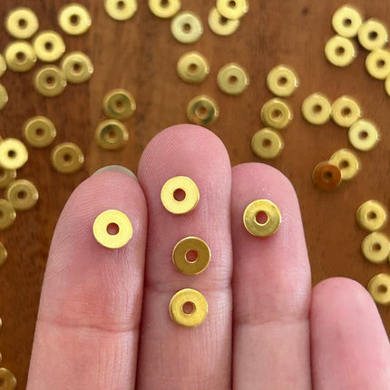 5 x Metall Perlen DQ Disc Rondellen | 6 x 1 mm | Gold (Nickelfrei)| Für Mikromakramee, Schmuck & DIY‘s