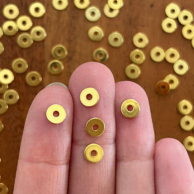 5 x Metall Perlen DQ Disc Rondellen | 6 x 1 mm | Gold (Nickelfrei)| Für Mikromakramee, Schmuck & DIY‘s
