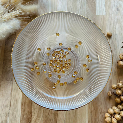 5 x Facettierte Glasperlen | in Golden Topaz | 6 mm | Für Mikromakramee, Schmuck & DIY‘s