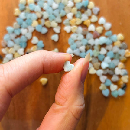 5 x Amazonite Hearts | Multicolored | For Micromacrame, Jewelry &amp; DIY Projects