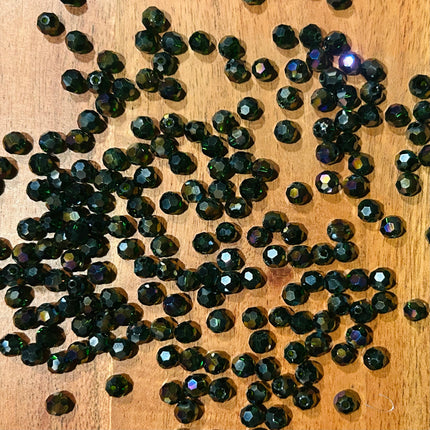 5 x Facettierte Glasperlen | in Grün-Galaxy | 6 mm | Für Mikromakramee, Schmuck & DIY‘s