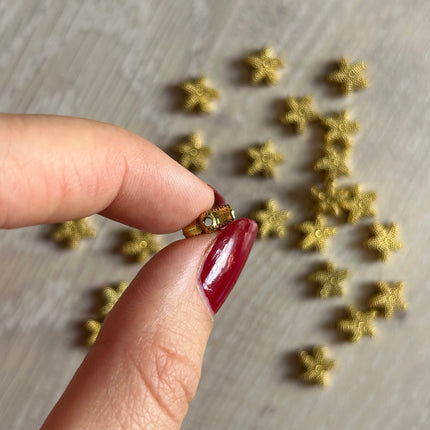 2 x Seestern-Perle aus Metall | in Gold | 10 x 3,5 mm | Für Mikromakramee, Schmuck & DIY‘s