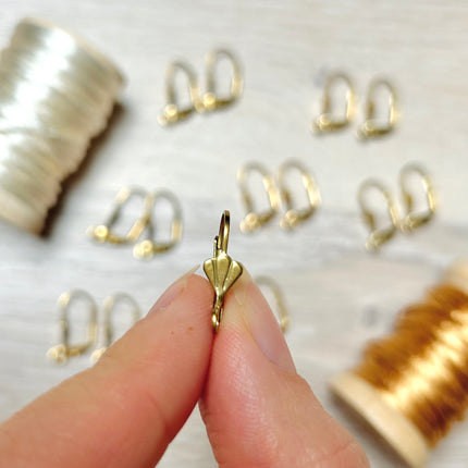 2 x Earring blanks | in gold | For micro-macrame, jewelry &amp; DIYs