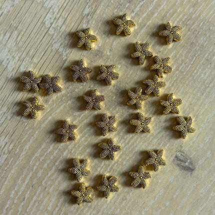 2 x Seestern-Perle aus Metall | in Gold | 10 x 3,5 mm | Für Mikromakramee, Schmuck & DIY‘s